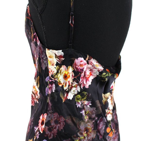 L'AGENCE Nyla Silk Black Floral Colorful Moschata Rosa Midi Dress NEW Size 2 - Picture 5 of 7